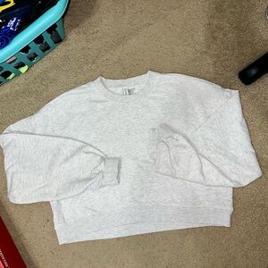 Gray Cropped crewneck Sweatshirt